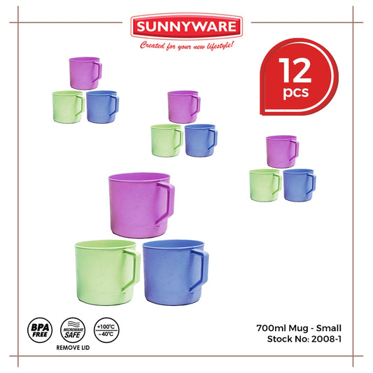12pcs 700ml Mug - Small [Sunnyware 2008-1] | Plasticware | Dinnerware | Drinkware | Mug | Baso
