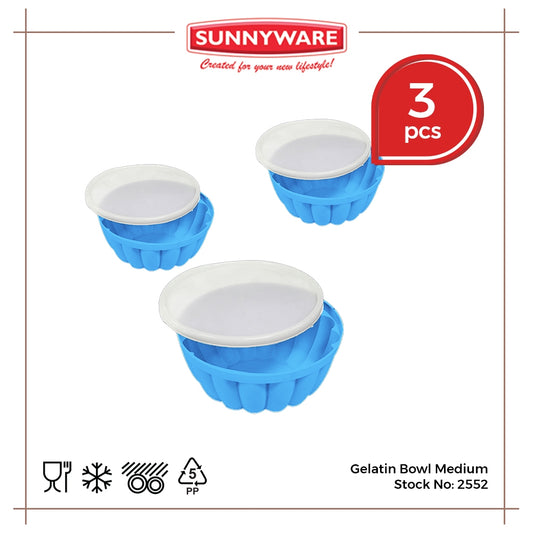 3pcs Sunnyware 2552 Gelatin Bowl Molder Mold Set  - Medium for Gulaman Jelly