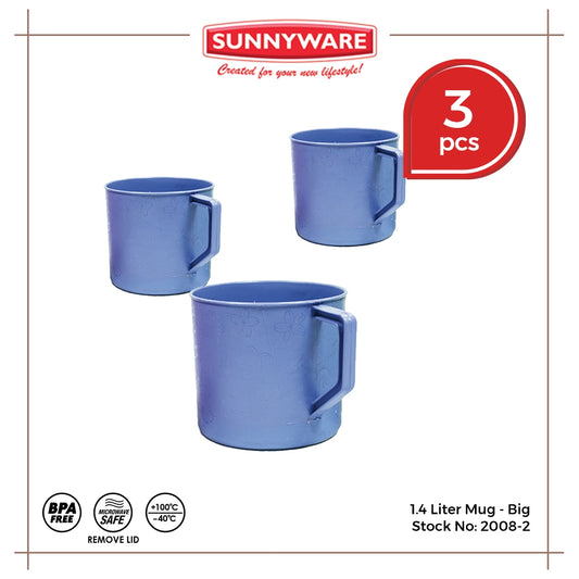 3pcs 1.4 Liter Mug - Big [Sunnyware 2008-2] | Plasticware | Kitchenware | Dinnerware | Drinkware | M