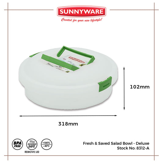 12pcs Fresh & Saved Salad Bowl - Deluxe [Sunnyware 8312-A] | Plasticware | Kitchenware | BPA Free
