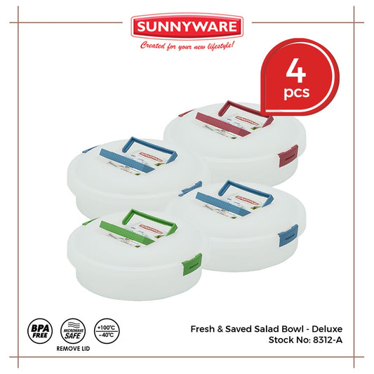 4pcs Fresh & Saved Salad Bowl - Deluxe [Sunnyware 8312-A] | Plasticware | Kitchenware | BPA Free