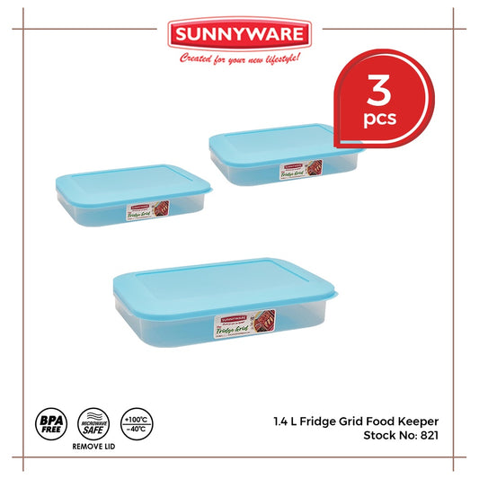 3pcs 1.4 L Fridge Grid Food Keeper [Sunnyware 821] | Plasticware | Kitchenware | Storage | BPA Free