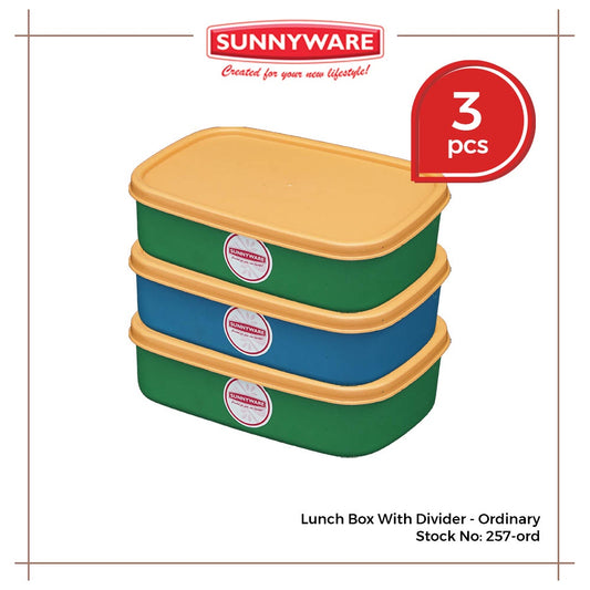 3 pcs Sunnyware 257-A Lunch Box with Divider bento