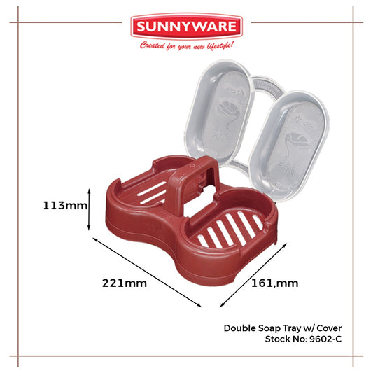 12pcs Double Soap Tray w/ Cover [Sunnyware 9602-C] | Plasticware | Bathing Essentials | Soap Holder