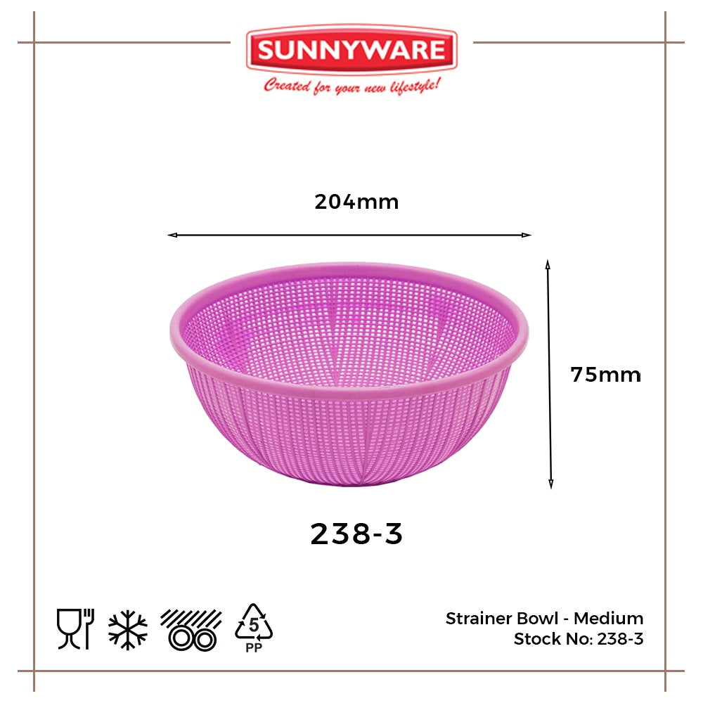 12pcs Strainer Bowl - Medium [Sunnyware 238-3] | Plasticware | Kitchenware | Strainer | Colander
