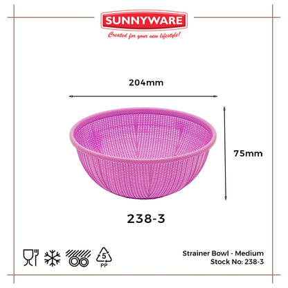 12pcs Strainer Bowl - Medium [Sunnyware 238-3] | Plasticware | Kitchenware | Strainer | Colander