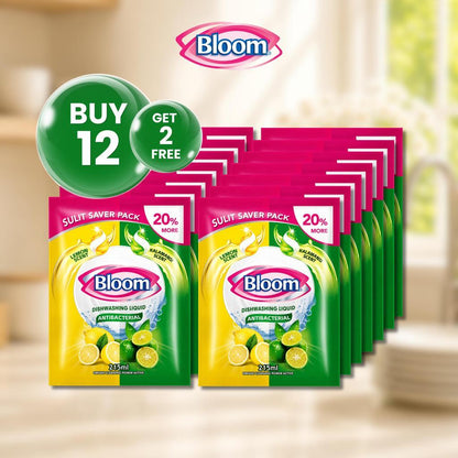 Bloom Lemon Dishwashing Liquid Plant-Based  Grease Cleaner Stand Up Squeeze Bottle Refill Pouch Sach