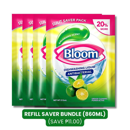 Bloom Kalamansi Dishwashing Liquid Plant-Based  Grease Cleaner Stand Up Squeeze Bottle Refill Pouch