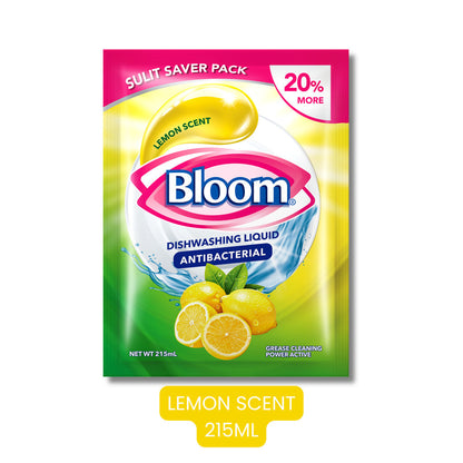 Bloom Lemon Dishwashing Liquid Plant-Based  Grease Cleaner Stand Up Squeeze Bottle Refill Pouch Sach