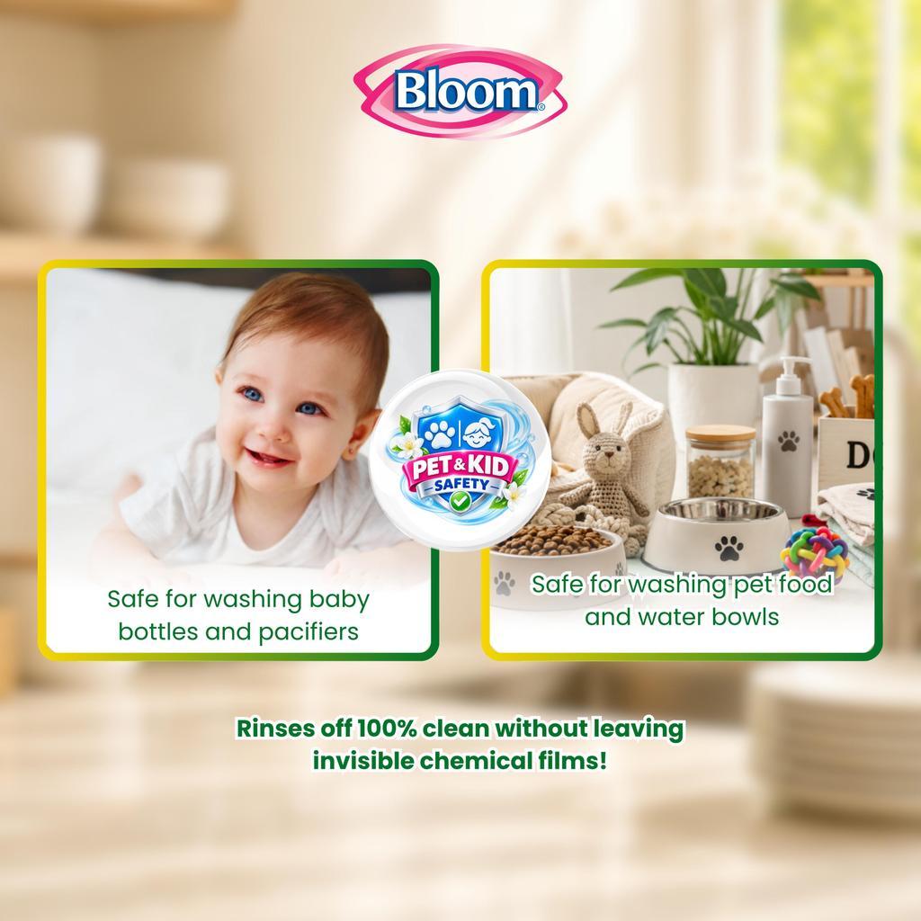 Bloom Lemon Dishwashing Liquid Refill Pouch Plant-Based  Grease Cleaner Squeeze Bottle Stand Up Sach