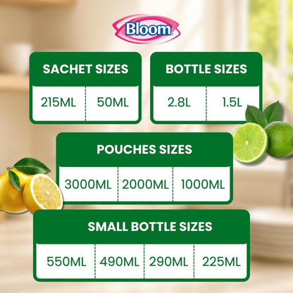 Bloom Lemon Dishwashing Liquid Refill Pouch Plant-Based  Grease Cleaner Squeeze Bottle Stand Up Sach