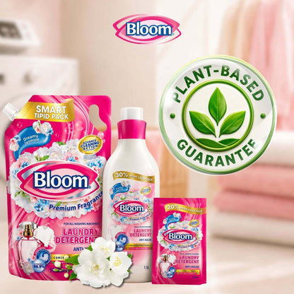 Bloom Plant-Based Liquid Detergent/Laundry Detergent  Pouch and Bottle Jasmine Fresh Fabric Wash Gen